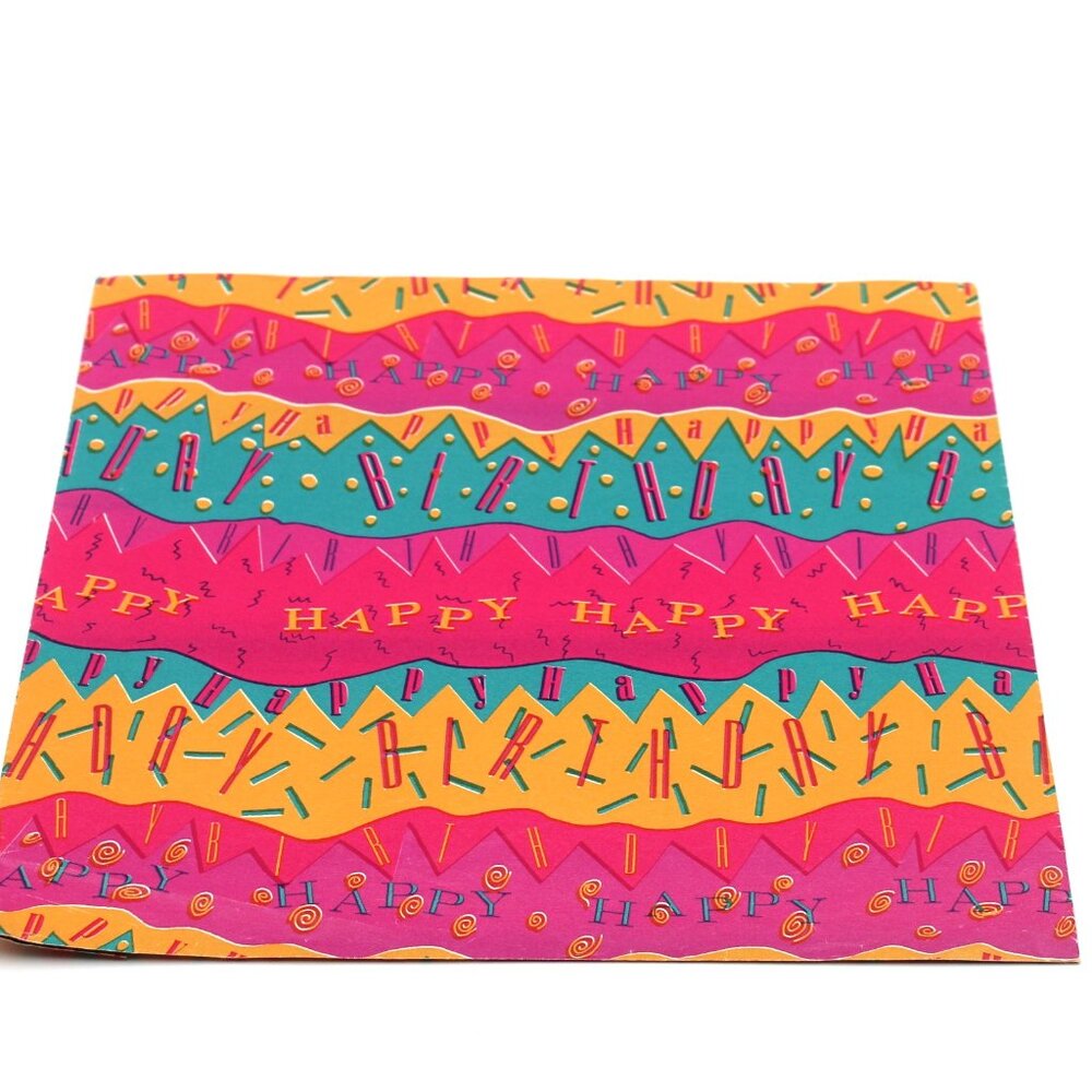 Vtg Colorful "Happy Birthday" Party Gift Wrapping Paper One Sheet 21" X 20”